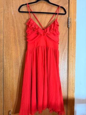 NWT Red Ruffle V-Neck Spaghetti Strap Dress